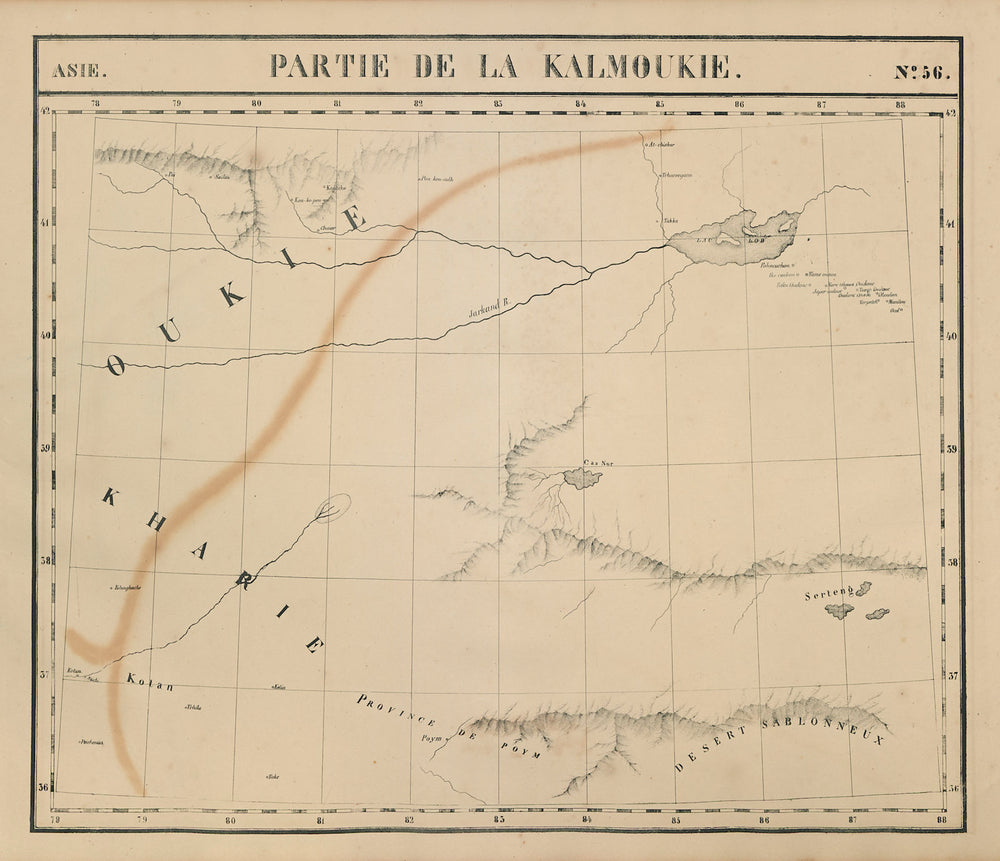Asie Kalmoukie #56 China Taklamakan Yarkand Tibet Qinghai VANDERMAELEN 1827 map