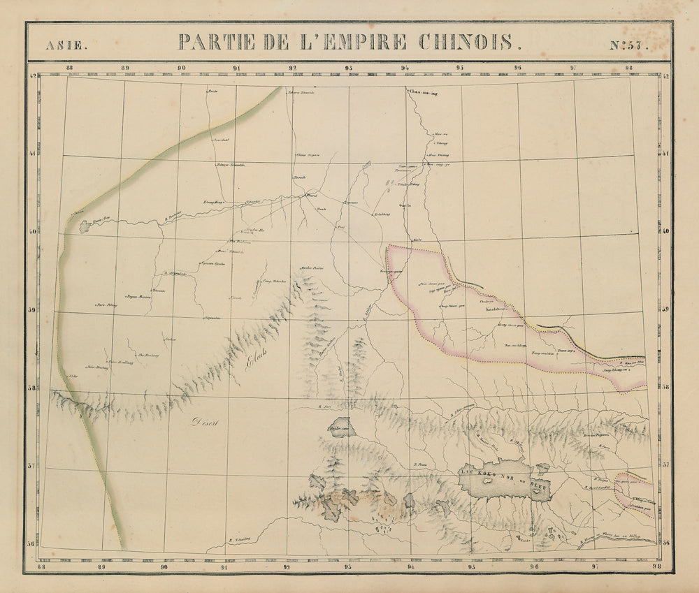 Asie. Empire Chinois #57 Qinghai Gansu Xinjiang China. VANDERMAELEN 1827 map