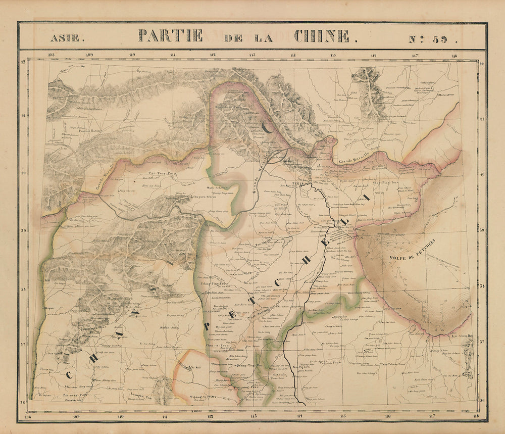 Asie. Partie de la Chine #59 China. Heibei Shanxi Beijing VANDERMAELEN 1827 map