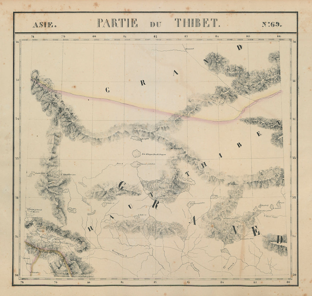 Asie. Thibet #69 Western Tibet. Southern Xinjiang China. VANDERMAELEN 1827 map