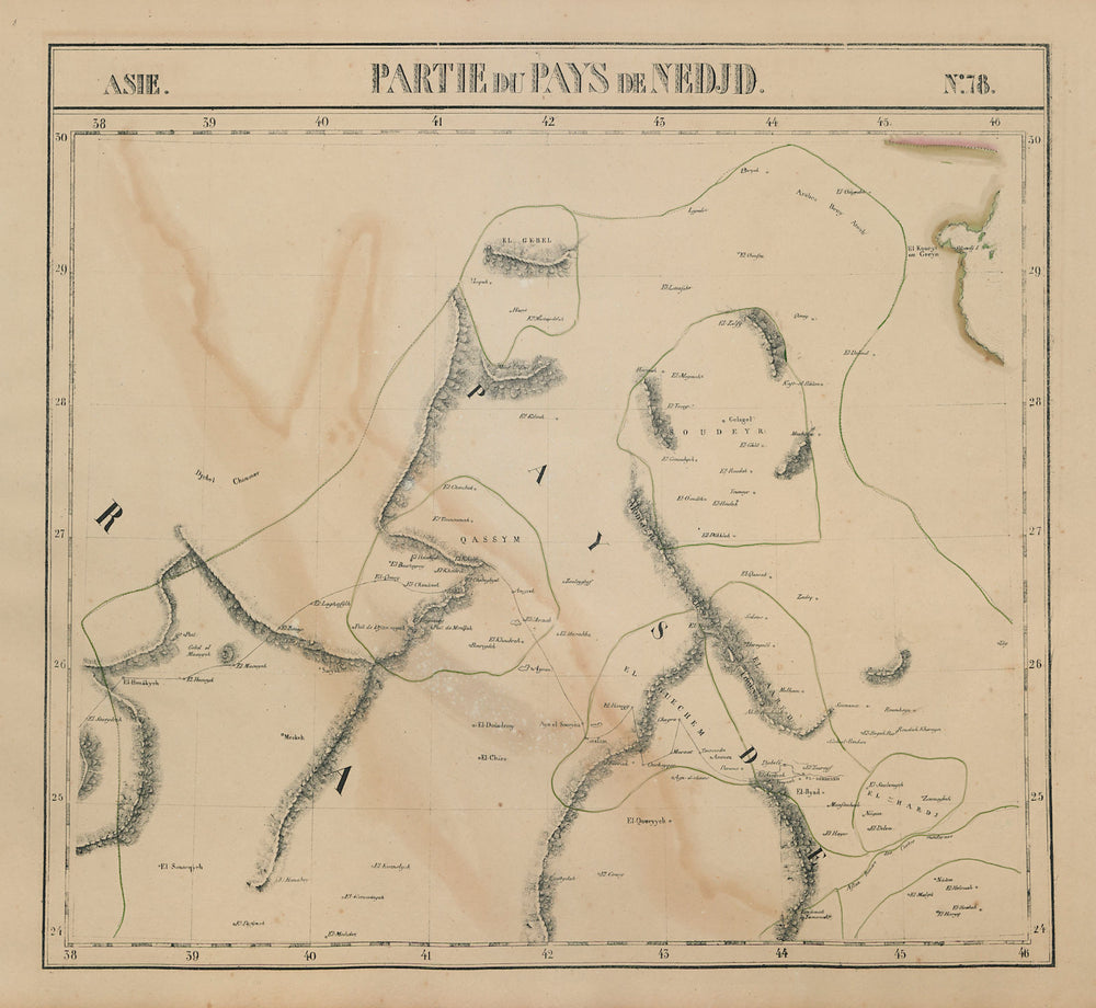 Asie. Pays de Nedjd #78 Kuwait NE Saudi Arabia Iraq South VANDERMAELEN 1827 map