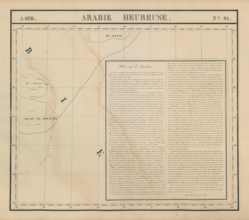 Asie. Arabie Heureuse #91 Saudi Arabia Empty Quarter. VANDERMAELEN 1827 map