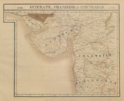 Asie Guzerate Chandeish Aurungabad 93 India Gujarat Mumbai VANDERMAELEN 1827 map