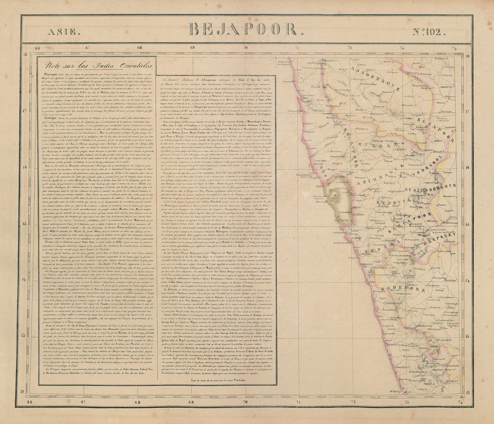 Asie. Bejapoor #102 SW India Maharashtra Goa Karnataka. VANDERMAELEN 1827 map