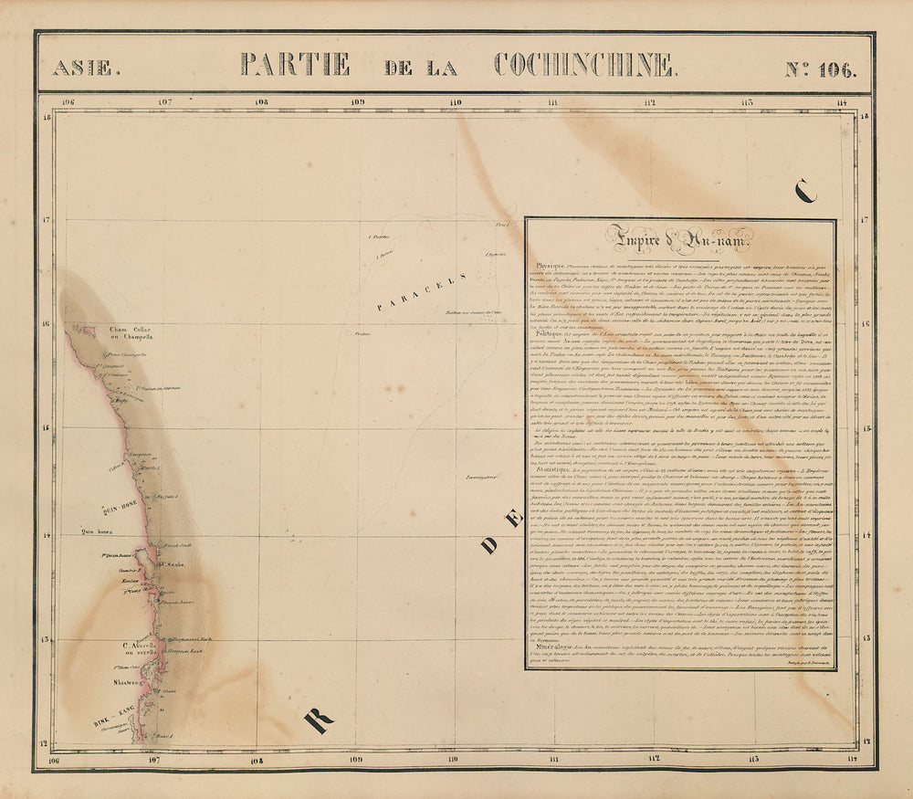 Asie. Cochinchine #106 Vietnam coast & Paracel Islands. VANDERMAELEN 1827 map