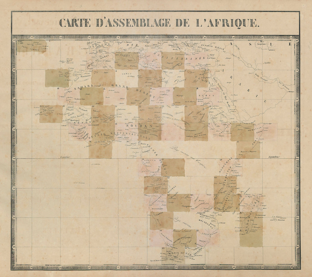 Carte d'Assemblage de l'Afrique. Africa. Unknown lands. VANDERMAELEN 1827 map