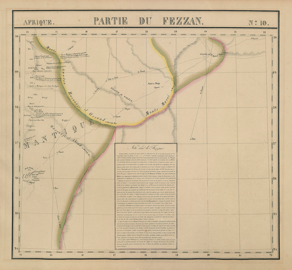 Afrique. Partie du Fezzan #10 Eastern Libya. Sahara Desert VANDERMAELEN 1827 map