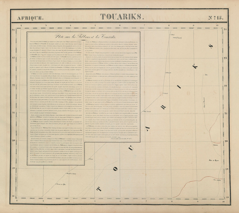Afrique. Touariks #15. Sahara in SE Niger & Northern Niger VANDERMAELEN 1827 map