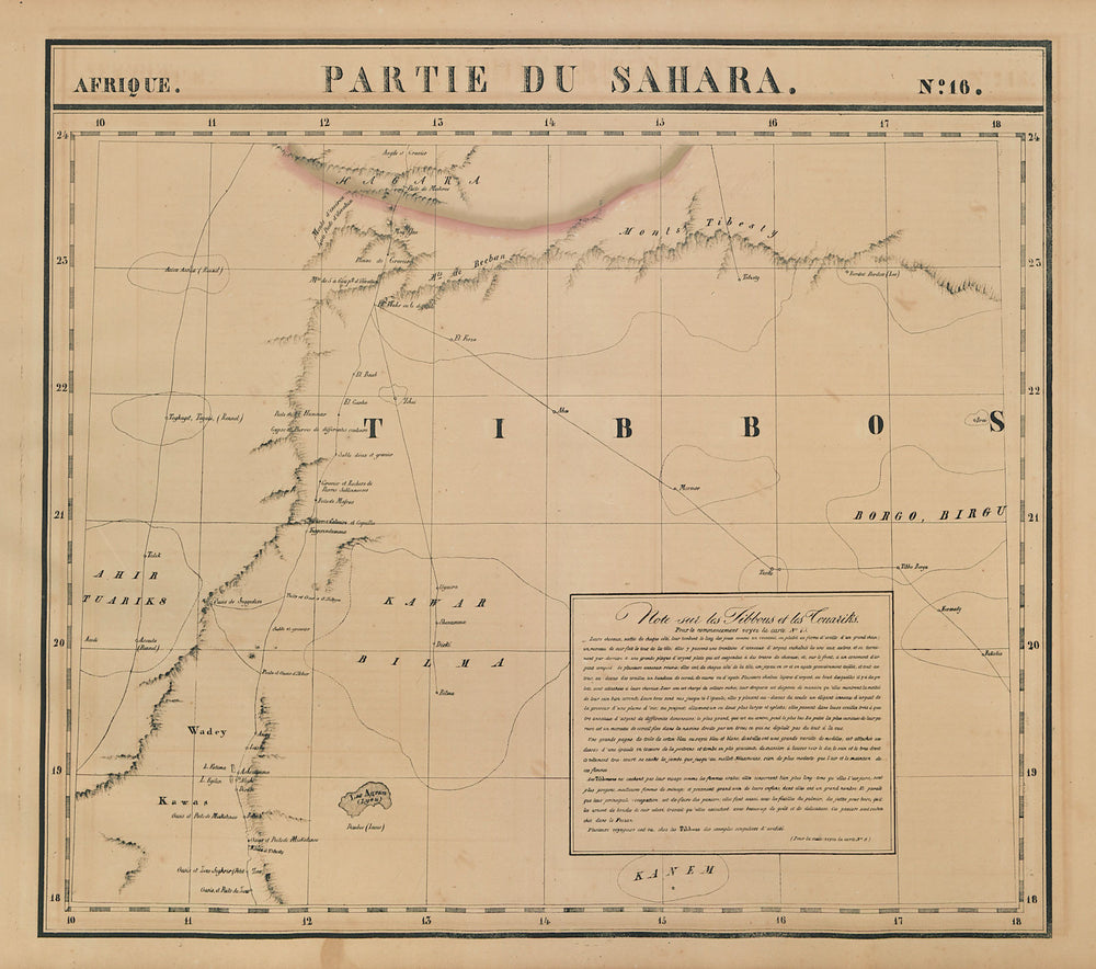 Afrique. Partie du Sahara #16. Niger & Chad Libya. VANDERMAELEN 1827 old map