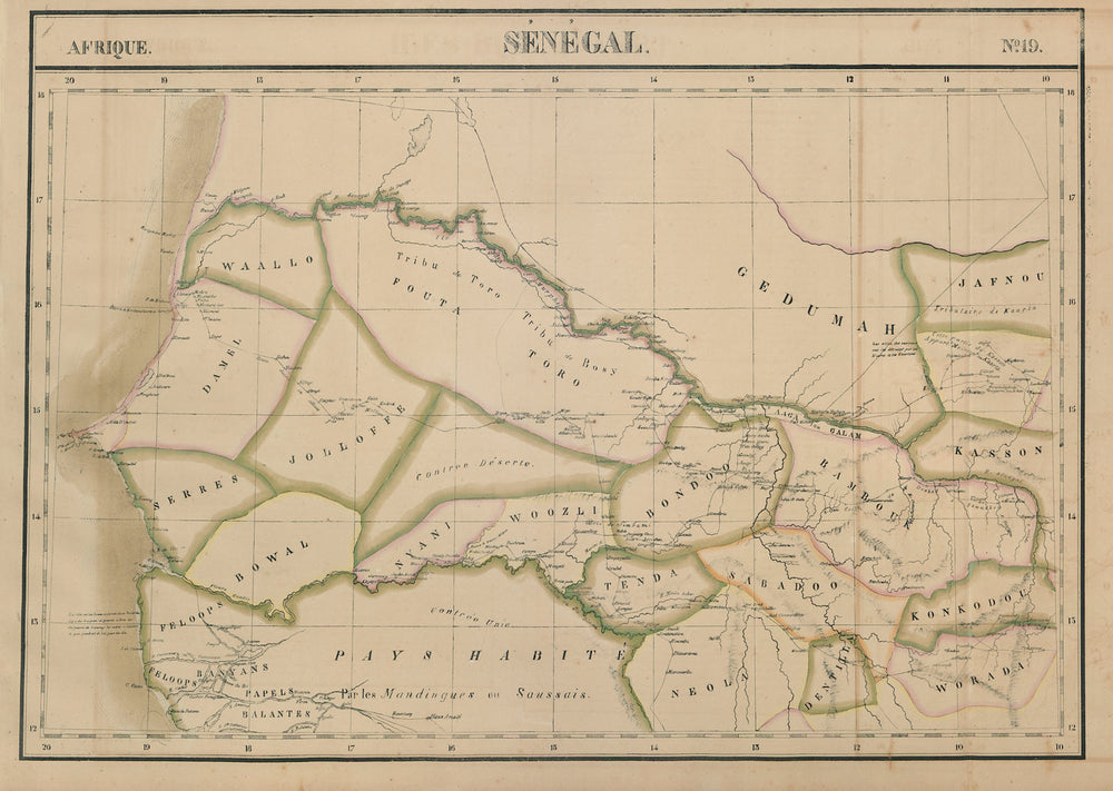 Afrique. Sénégal #19 Senegal, Gambia & southern Mauritania VANDERMAELEN 1827 map