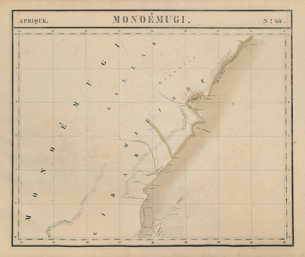 Afrique. Monoémugi #40 Kenya, Northern Tanzania & Zanzibar VANDERMAELEN 1827 map