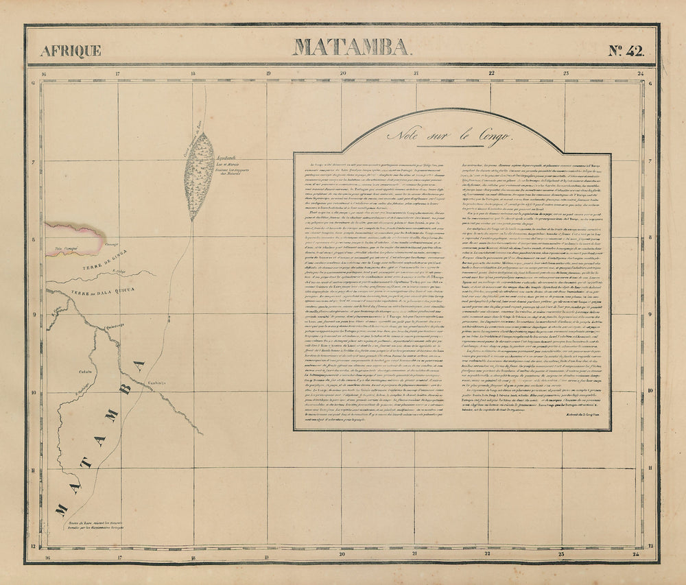 Afrique. Matamba #42. Eastern Angola. Upper Cuanza River. VANDERMAELEN 1827 map