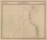 Afrique. Zindgibar #43. Tanzania & northern Mozambique. VANDERMAELEN 1827 map