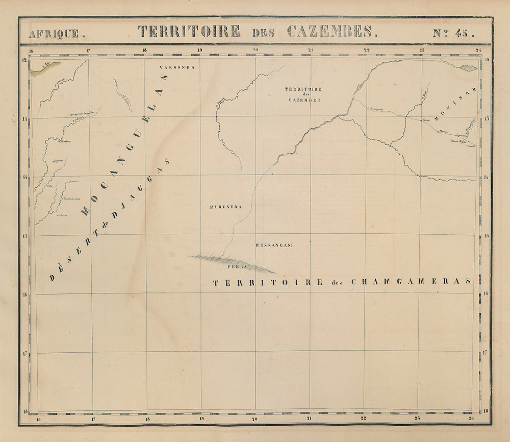 Afrique. Territoire des Cazembes #45 SE Angola West Zambia VANDERMAELEN 1827 map