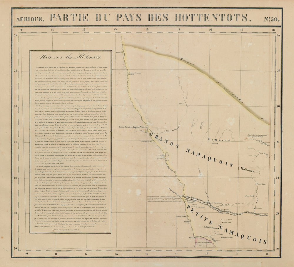 Afrique. Pays des Hottentots #50. Namibia South Africa VANDERMAELEN 1827 map