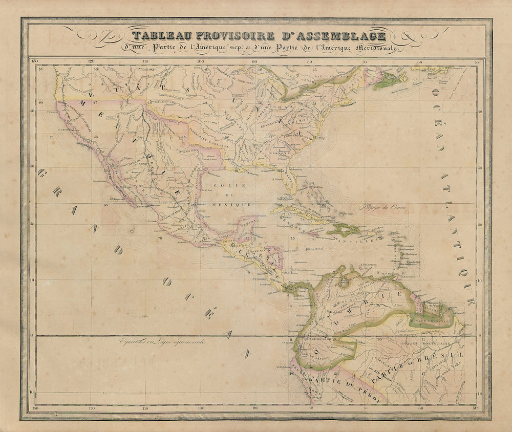 "Tableau Provisoire d'Assemblage…" North & Central America VANDERMAELEN 1827 map