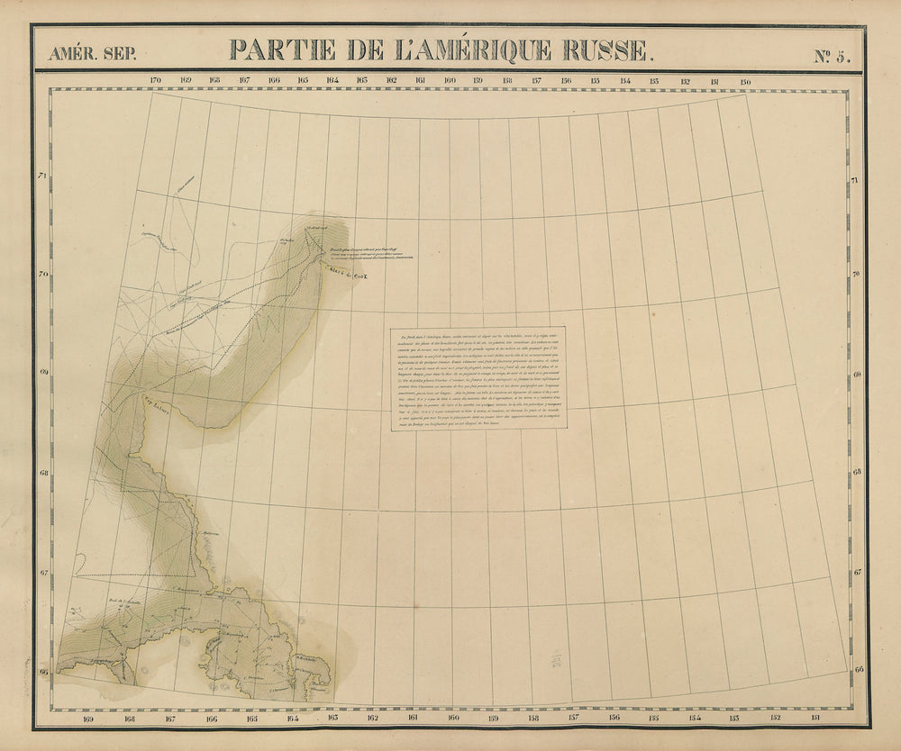 Amér. Sep. Partie de l'Amérique Russe #5 North west Alaska VANDERMAELEN 1827 map