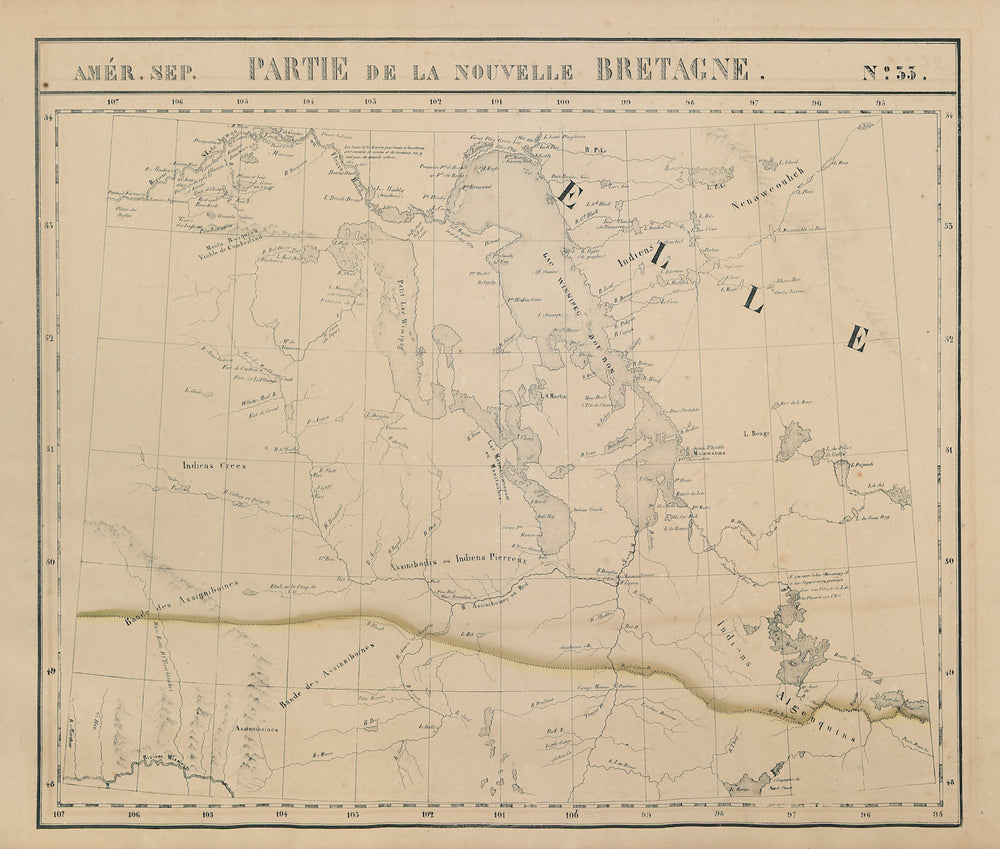 Amér Sep. Partie de la Nouvelle Bretagne #33 Lake Winnipeg VANDERMAELEN 1827 map