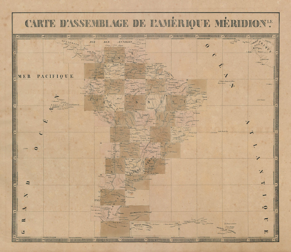 Carte d'Assemblage Amérique Méridionale. South America. VANDERMAELEN 1827 map