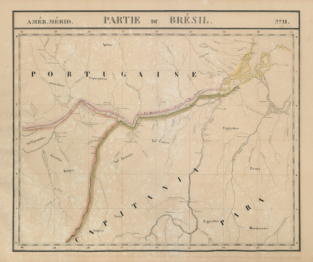 Amér. Mér. Brésil #11 Brazil. Lower Amazon in Para & Amapa VANDERMAELEN 1827