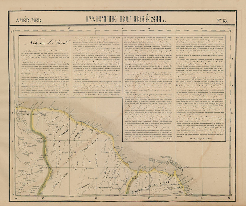 Amér. Mér. Brésil #13. North-eastern Brazil. MA PI RN CE. VANDERMAELEN 1827 map