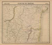 Amér. Mér. Brésil #24. Southern Bahia & NE Minas Gerais. VANDERMAELEN 1827 map