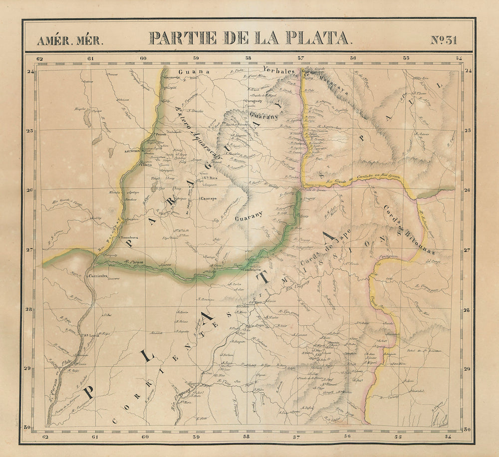 Amér Mér. La Plata #31 NE Argentina. South Paraguay Brazil VANDERMAELEN 1827 map