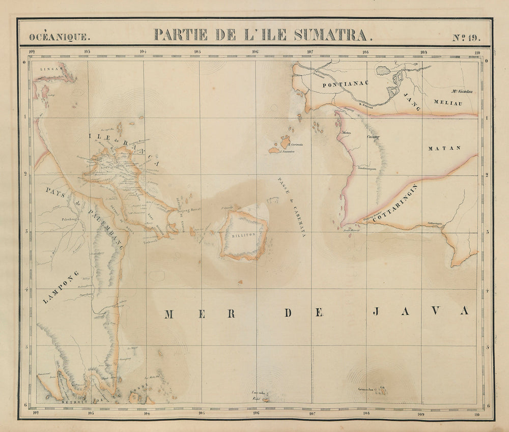 Océanique. Partie de l'ile Sumatra #19. Borneo Bangka. VANDERMAELEN 1827 map