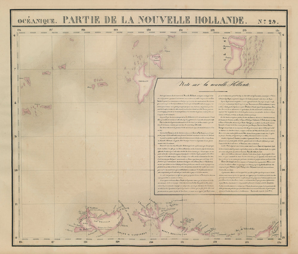 Océanique Partie de la Nlle Hollande 29 Northern Territory VANDERMAELEN 1827 map