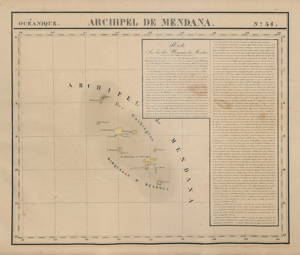 Océanique. Archipel de Mendana #34. Marquesas Polynesia. VANDERMAELEN 1827 map