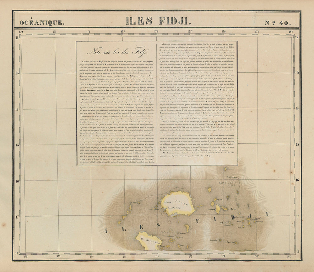Océanique. Iles Fidji 40 Fiji islands Viti Levu Vanua Levu VANDERMAELEN 1827 map
