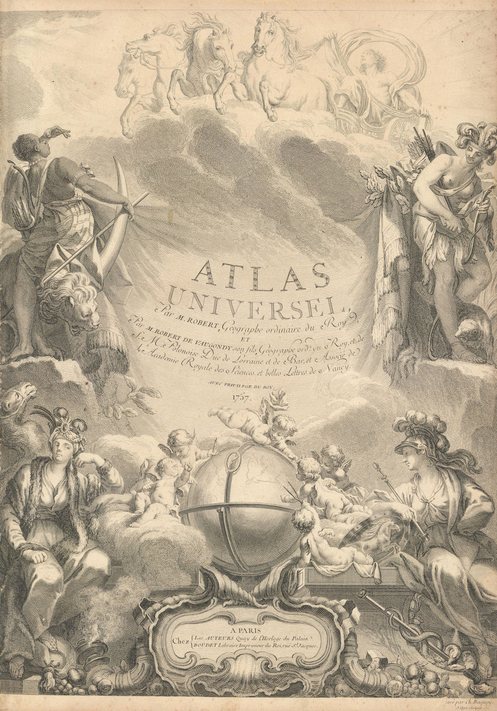 "Atlas Universel par M. Robert, Geographe ordinaire". Title page 1757 print