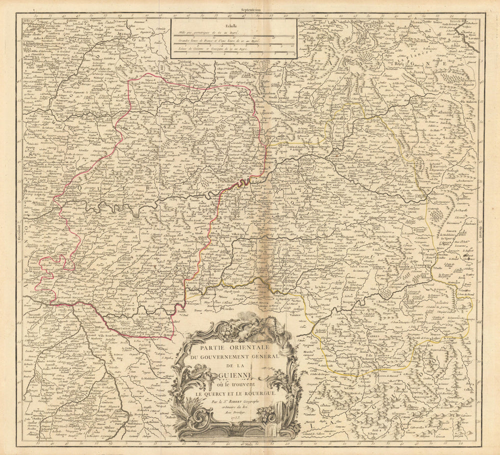 "Partie Orientale du Gouv. Général de la Guienne". Occitanie. VAUGONDY 1753 map