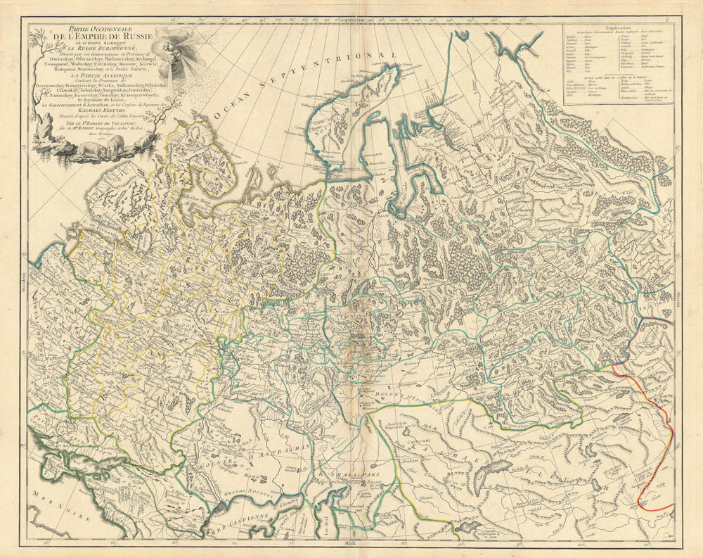 "Parte Occidentale l'Empire Russie…" Russia Siberia Asia. VAUGONDY 1750 map