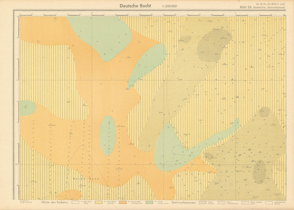3b. German Bight north. North Sea. KRIEGSMARINE Nazi map 1940 old vintage