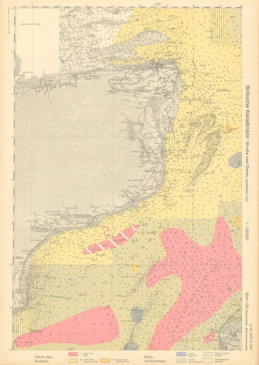10b. East Kent. English Channel. Dover Strait. KRIEGSMARINE Nazi map 1940