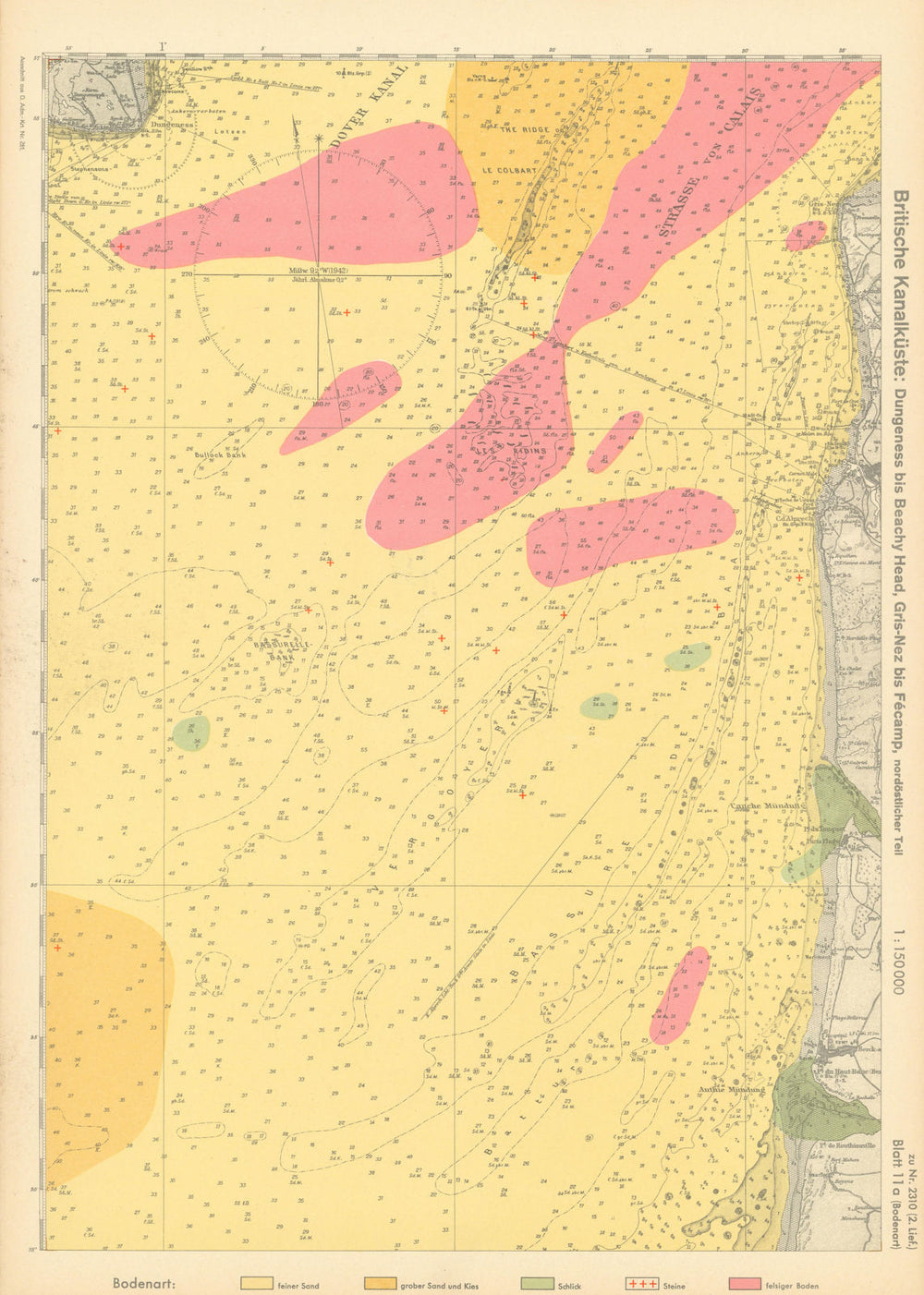 11a. English Channel Coast. Dungeness Pas-de-Calais. KRIEGSMARINE Nazi map 1940