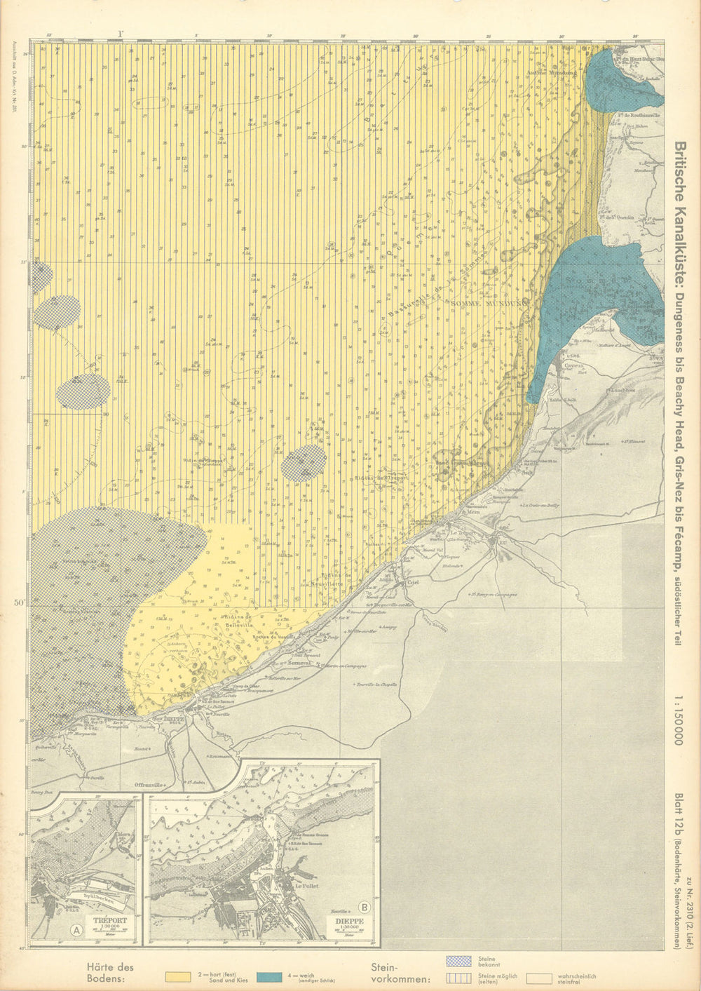 12b. Channel Dieppe Tréport Seine-Maritime Somme KRIEGSMARINE Nazi map 1940