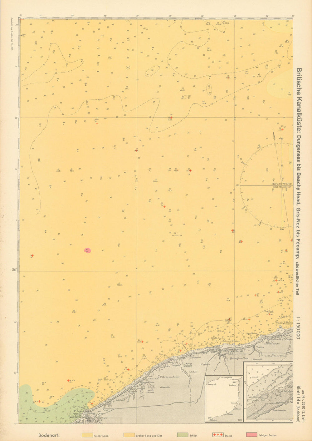 14a. English Channel Coast. Fécamp. Seine-Maritime. KRIEGSMARINE Nazi map 1940