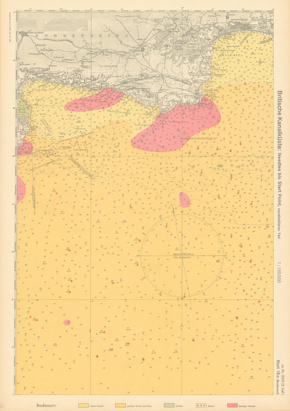 18a. English Channel Coast. Bournemouth Poole Dorset. KRIEGSMARINE Nazi map 1940