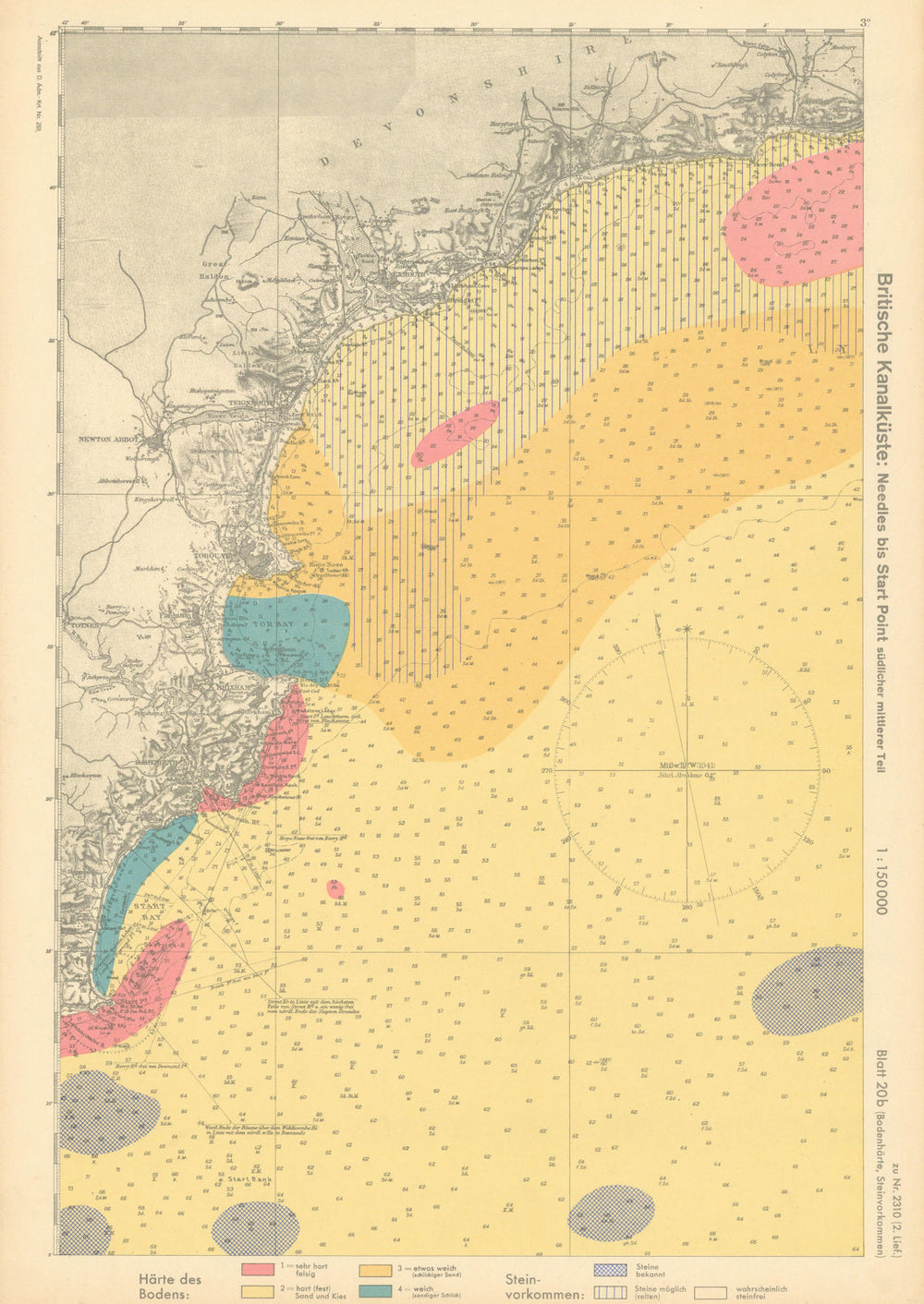 20b. English Channel Coast. Exmouth Torbay Devon. KRIEGSMARINE Nazi map 1940