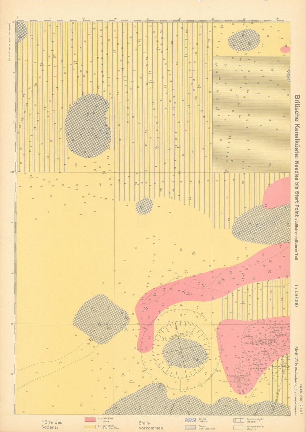 22b. English Channel. Casquet rocks west of Alderney. KRIEGSMARINE Nazi map 1940
