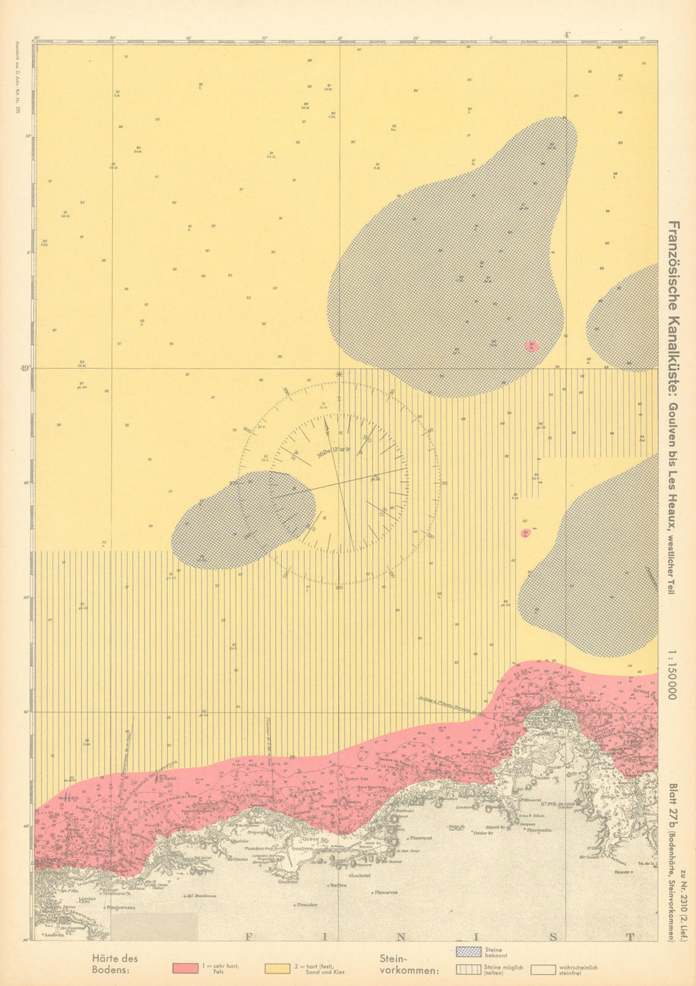 27b. Finistère coast. Roscoff Plouescat Aberwrac'h. KRIEGSMARINE Nazi map 1940