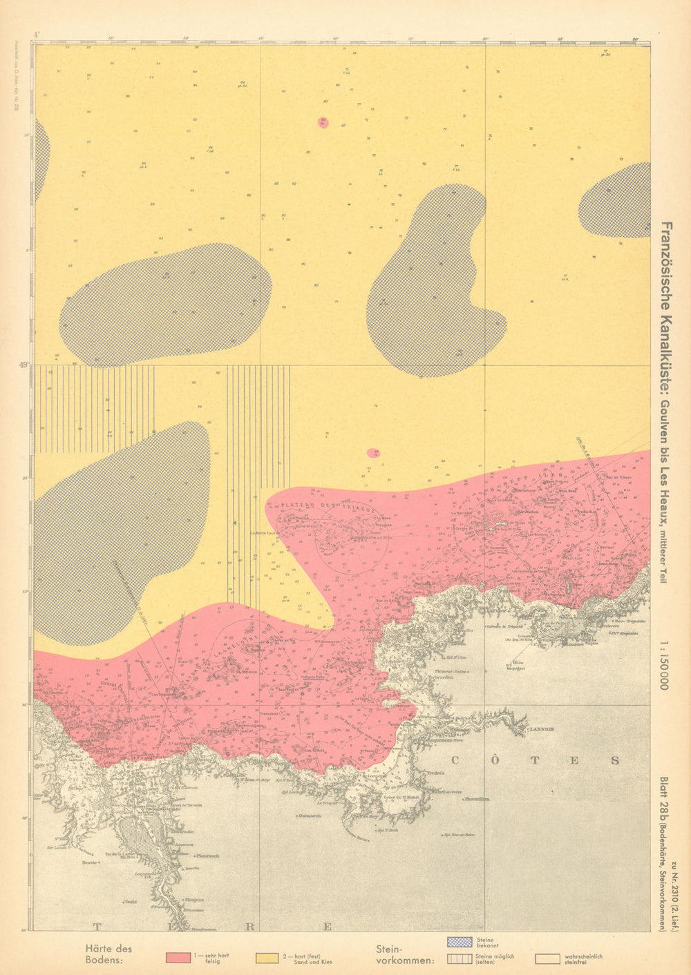 28b. Côtes-d'Armor Finistère coast. Lannion Morlaix. KRIEGSMARINE Nazi map 1940