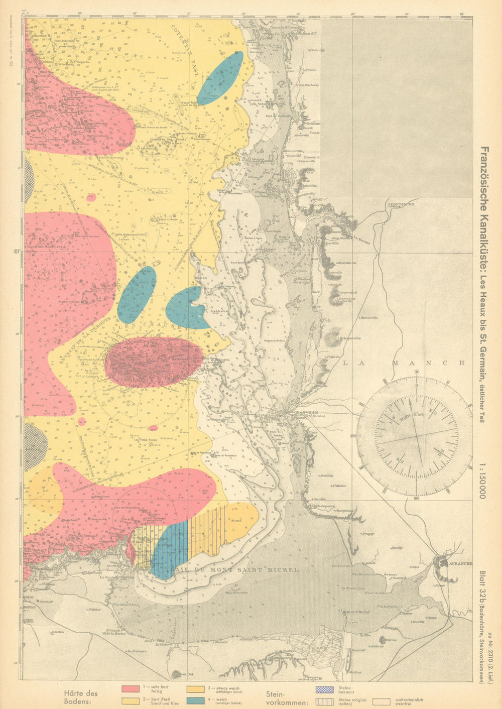 32b. Manche Ille-et-Vilaine coast. Mont Saint Michel. KRIEGSMARINE Nazi map 1940