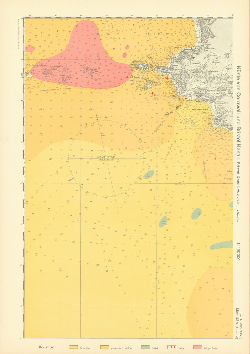 43a. Pembrokeshire coast Milford Haven St Bride's Bay KRIEGSMARINE Nazi map 1940