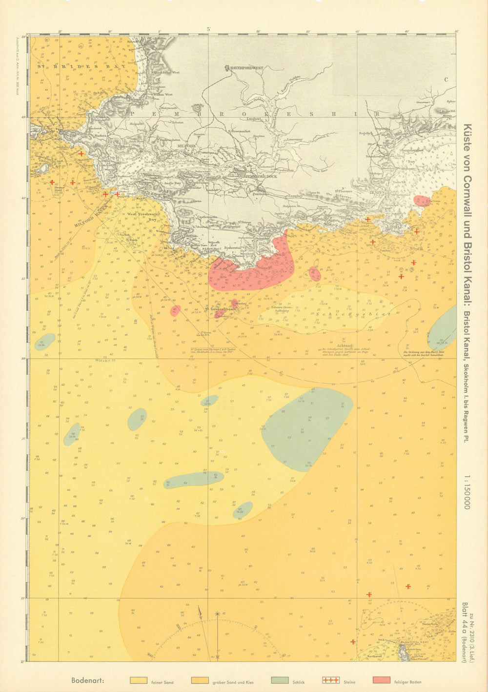 44a. Pembrokeshire coast Milford Haven Tenby KRIEGSMARINE Nazi map 1940