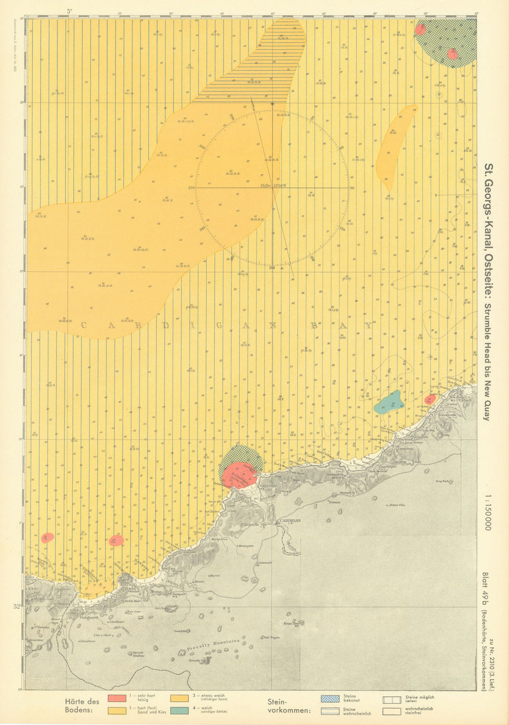 49b. Cardiganshire Pembrokeshire coast. Fishguard. KRIEGSMARINE Nazi map 1940
