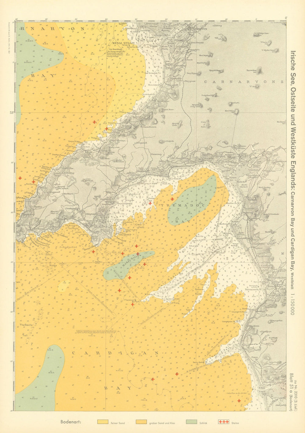 51a. Snowdonia coast. Llyn peninsula. NW Wales. KRIEGSMARINE Nazi map 1940