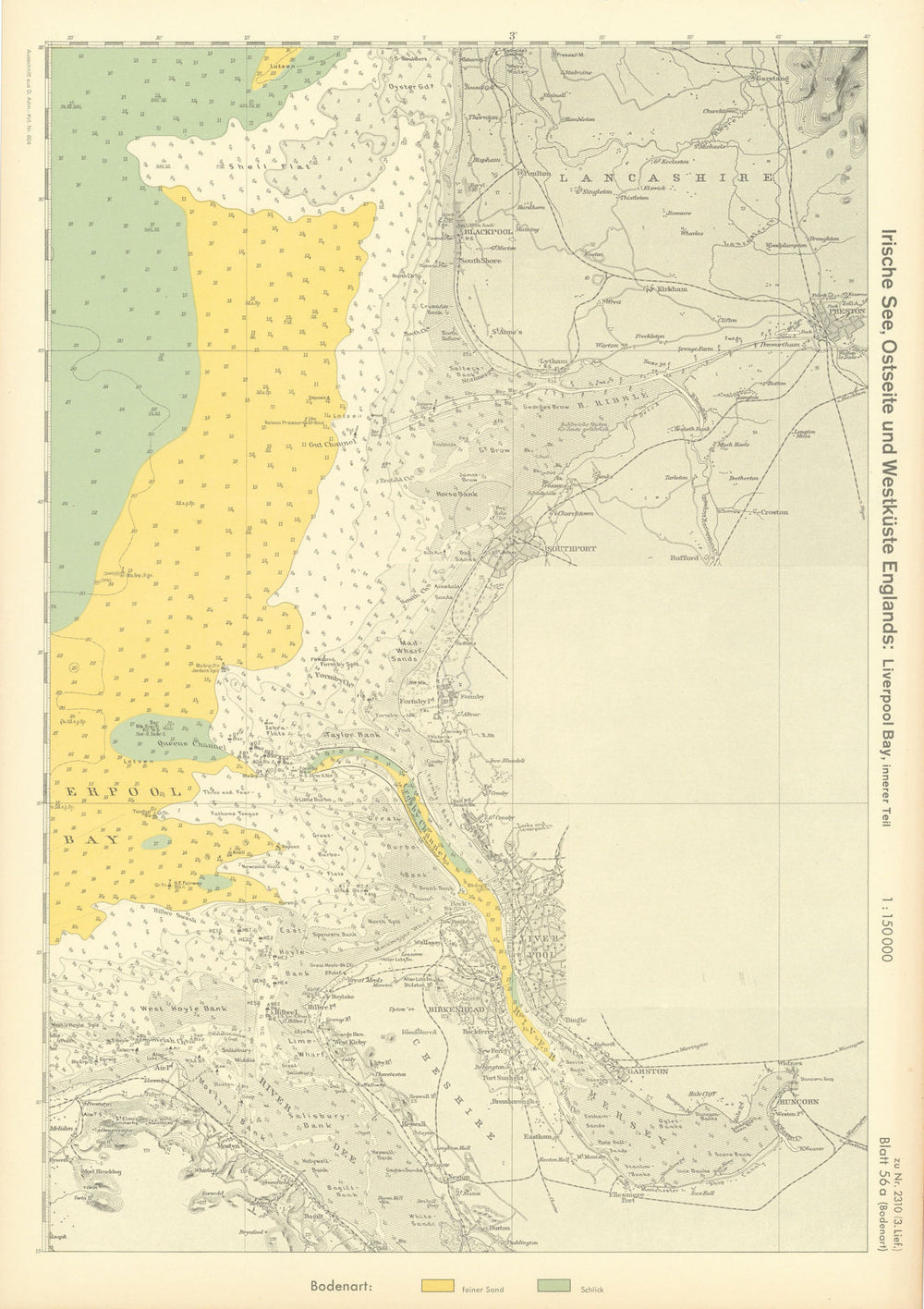 56a. Liverpool Bay. Ribble Estuary Lancashire coast. KRIEGSMARINE Nazi map 1940